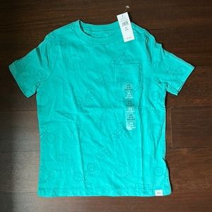NWT GAP Boy’s XS 4-5 Aqua summer all over print short sleeve pocket t-shirt